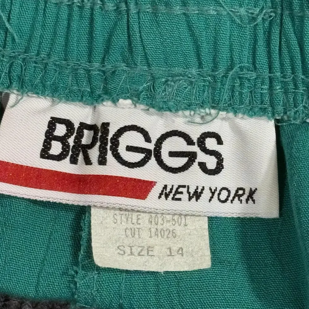 Vintage Briggs New York Shorts Womens 14 Green Culotte Pleated Belted Casual